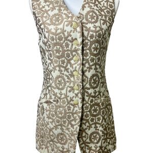 The Limited The Finest Collection Vintage Tan and Cream Embroidered Vest Size XS